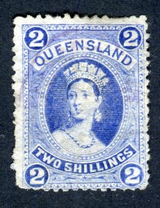 Queensland, Australia 1882 QV. 2s bright blue. Used. w5. SG152.