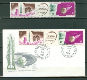 FRENCH POLYNESIA  SATELLITE #C41a...STRIP & FDC