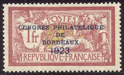 FRANCE #197 Mint - 1923 Bordeaux Congress Ovpt