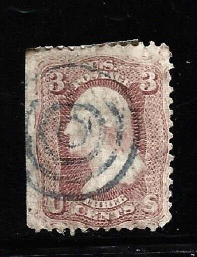 US Stamp- Scott # 65/A25-3c-Fancy Canc/HR-NG-1861-62-Perf.12-Without Grill