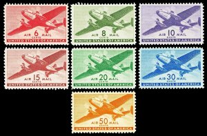 Scott C25-C31 1941 1c-50c Transport Airmail Issues Mint F-VF OG NH Cat $19