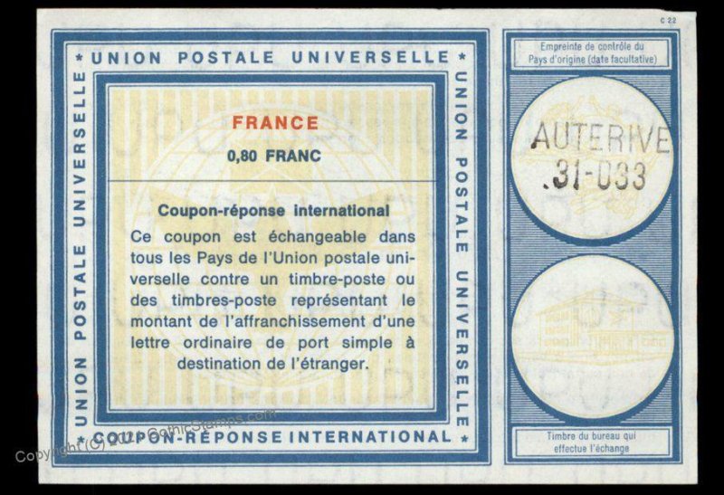 France International Reply Coupon IRC Post Office G99005