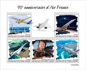 GUINEA - 2023 - Air France - Perf 5v Sheet - Mint Never Hinged