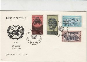 Republic of Cyprus 1965 U.N. Resolution on Cyprus Stamps FDC Cover Ref 30419 
