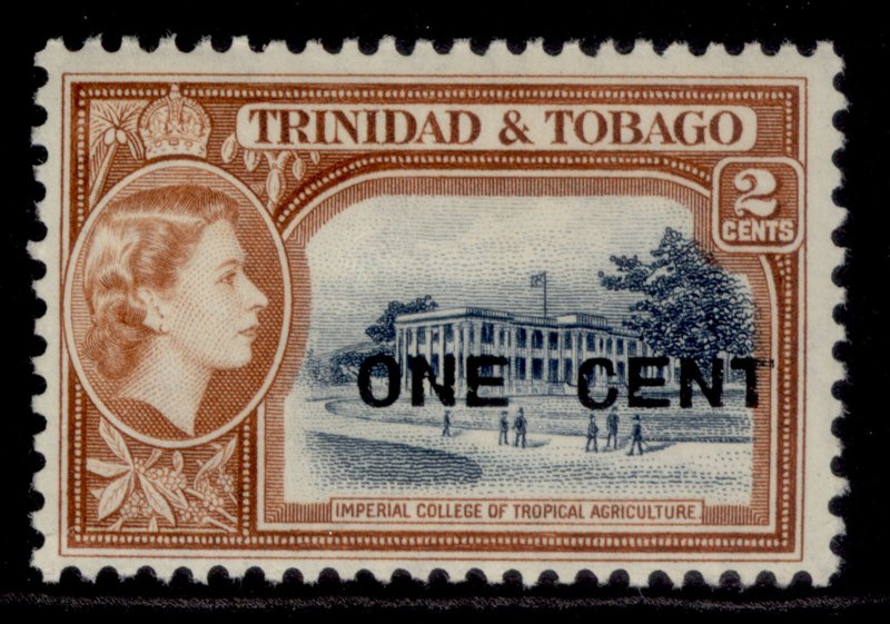 TRINIDAD & TOBAGO QEII SG280, 1c on 2c indigo & orange-brown, M MINT.