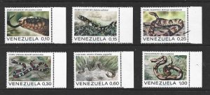 VENEZUELA - 1972 SNAKES - SCOTT 1007 TO 1012 - MNH