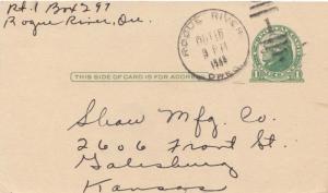 United States Oregon Rogue River 1948 numeral duplex  Postal Card.