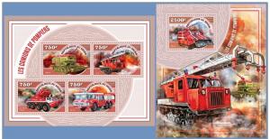 NIGER 2014 2 SHEETS nig14503ab FIRE ENGINES CAMIONS POMPIERS