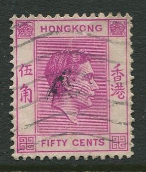 Hong Kong -Scott 162 - KGVI Definitive -1938 - FU - Single 50c Stamp