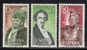 Spain #1698-1700 ~ Cplt Set of 3 ~ Portraits ~ Mint, LHM   (1972)