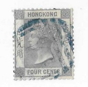 Hong Kong Sc #10 4c slate used with 'Y1 in blue cancel FVF