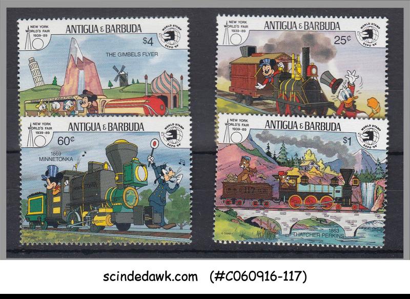 ANTIGUA & BARBUDA - 1989 WORLD FAIR EXPO/DISNEY/ANIMATION MICKEY MOUSE - 4V MNH