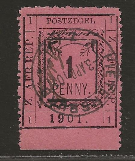 TRANSVAAL SC# 198(SG#27a)  NO PERIOD AFTER RIGHT 'AFR'    FVF/CTO