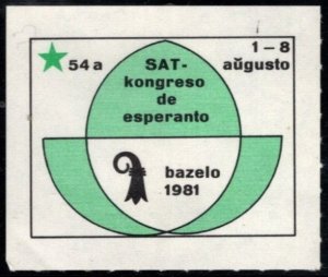 1981 Switzerland Poster Stamp 54th Esperanto Congress SAT Bazelo August 1-8