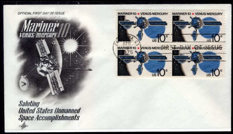 US 1557 Mariner Ten Block of Four Artcraft U/A FDC