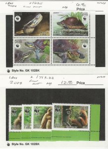 Laos, Postage Stamp, #1625, 1719-22 Mint NH, 2004-8 Turtle, WWF, JFZ