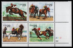 #2759a 29c Sporting Horses, Plate Blk [2222-S2 LR] Mint **ANY 5=FREE SHIPPING**