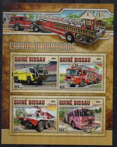 GUINEA BISSAU - 2016 - M/S - AMERICAN - FIRE ENGINES - FIRE FIGHTERS -