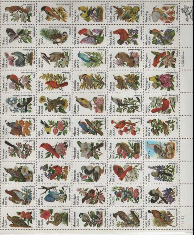US, 1953, MNH, FULL SHEET, 2002, BIRDS