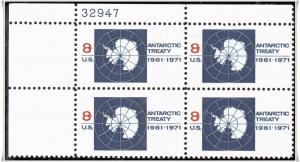SC#1431 8¢ Antarctic Treaty Plate Block: UL #32977 (1971) MNH