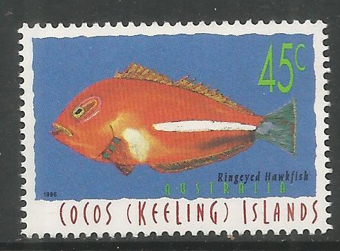 COCOS ISLANDS  307  MINT HINGED,  RINGEYED HAWKFISH