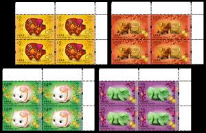 Hong Kong 2019 Lunar New Year Pig block set selvage UR 4x4 MNH
