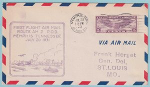 UNITED STATES FIRST FLIGHT COVER - 1931 FROM MEMPHIS TENNESSEE -CV371