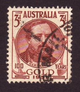 Australia 1951 Sc#244, SG#245 3d Gold Mining Hargraves USED