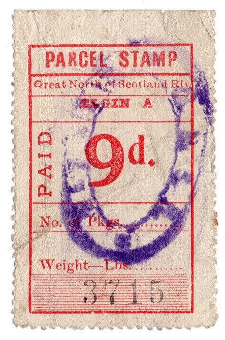 (I.B) Great North of Scotland Railway : Parcel Stamp 9d (Elgin)