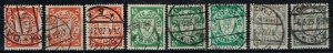 Danzig 1924,Sc.#170a and more used stamps. diff. colors. under UV light. cv.€247