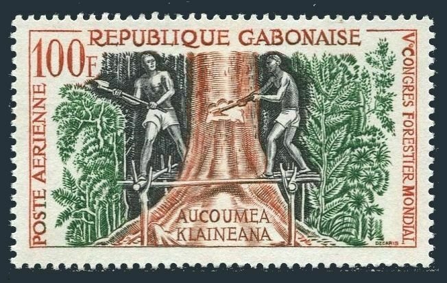 Gabon C2,MNH.Michel 155. Workmen felling tree,1960.