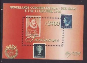 Surinam-Sc#1154- id8-unused NH sheet-Stamp on Stamp-1998-