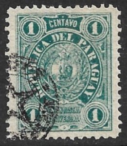 PARAGUAY 1884 1c Green Lion Coat of Arms Sc 20 VFU