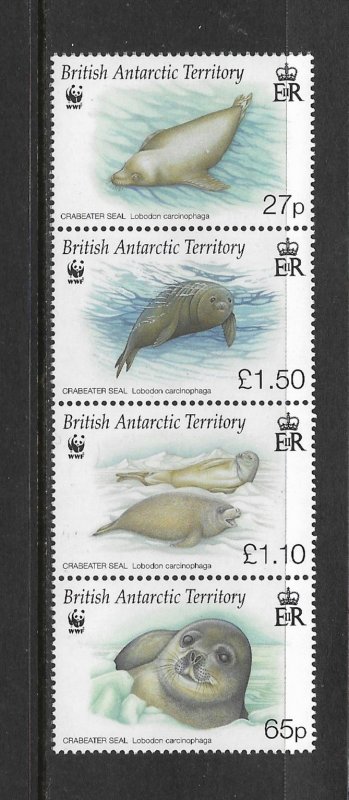 MARINE LIFE - BRITISH ANTARCTIC TERRITORY #410-13(STRIP-4) WWF    MNH