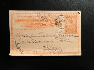 1905 Independent State of the Congo Postcard Cover Leopoldville to Chene Belgium