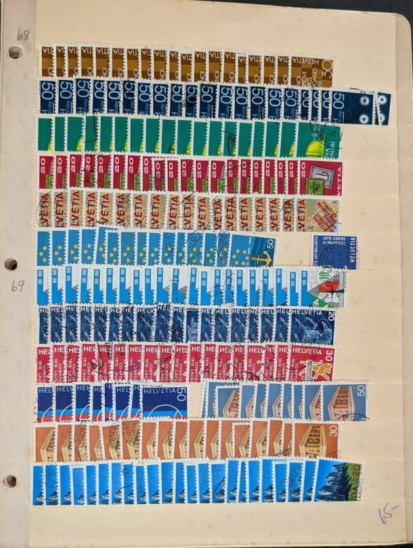 EDW1949SELL : SWITZERLAND Neatly arranged stock of Used on cards Scott Cat $4151