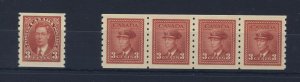 5x Canada Mint Coil Stamps #240-3c MNH #265-Strip of 4 MNH Guide Value = $36.50