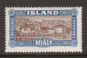 Iceland Sc 145 MLH. 1925 10a deep blue & brown, F-VF