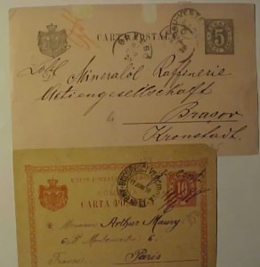 ROMANIA POSTAL CARDS TPO'S BUCURESCI-VERCIROVA 1898 TO PARIS ALOS TIRSU-VESTEI