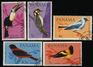 PANAMA Sc 462, 462B-C, C337-38 CTO - 1965 Song Birds