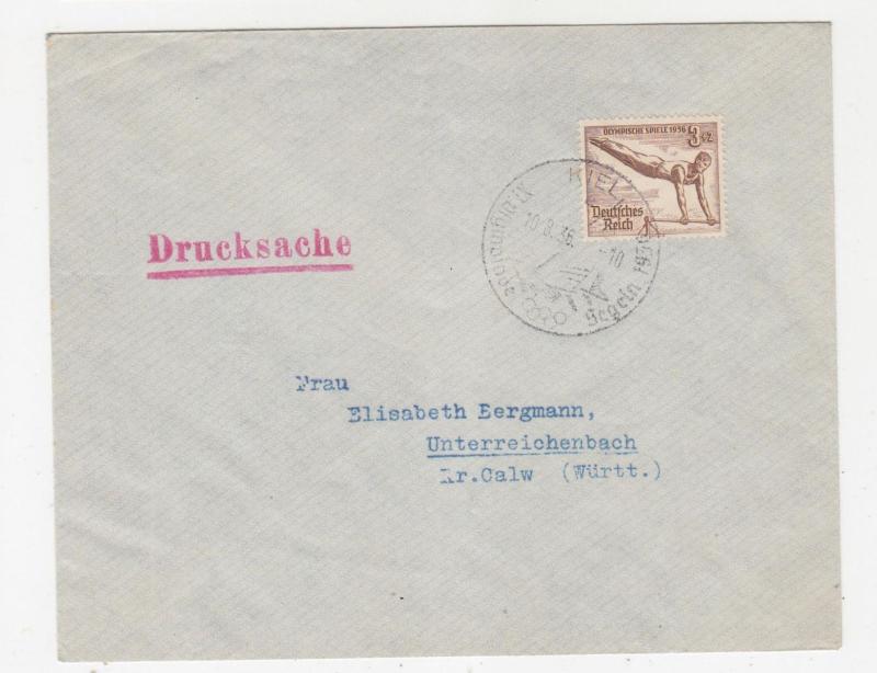 GERMANY, 1936 Olympic Games 3pf.+2pf. cover, STADIUM Commemorative cancel.