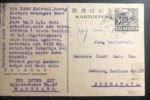1940s Magelang Netherlands Indies Stationary Postcard Cover Japan Occupation