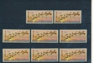 ISRAEL 2010 BIRDS LANDING ATM LABELS MACHINE 008 NETANYA SET 2nd TARIFF MNH