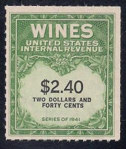 RE153 2.40 Dollars SUPERB CANCEL Wine Stamps used NG as issued NH EGRADED XF 90