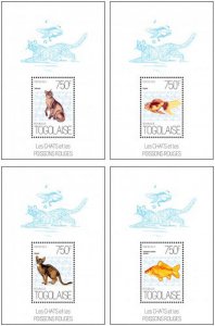 Togo - Abyssin Cat Breeds - Oranda Goldfish - 4 Stamp Set - 20H-649