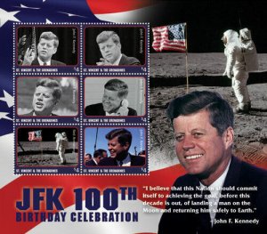 St. Vincent 2017 - John F. Kennedy Birthday JFK, Moon Landing - Sheet of 6 - MNH