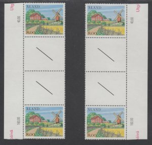 Aland Sc 19 MNH. 1984 8m Farm House & Windmill, 2 Matched Gutter Pairs, VF+