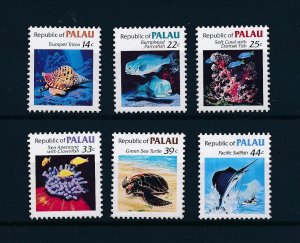 [48959] Palau 1985 Marine life fish corals turtle 6 values MNH