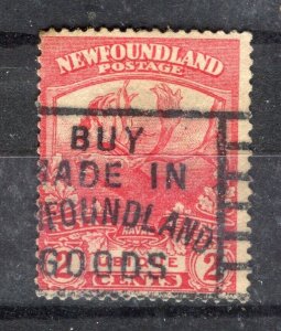 NEWFOUNDLAND; 1919 early Caribou issue fine used 2c. value fair Postmark