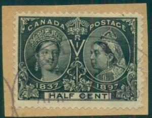 CANADA #50 ½¢ black, used, tied on piece w/Berlin Canada oval cancel, Scott $110